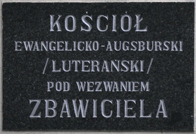 Table on Salvator church in Sopot, Poland