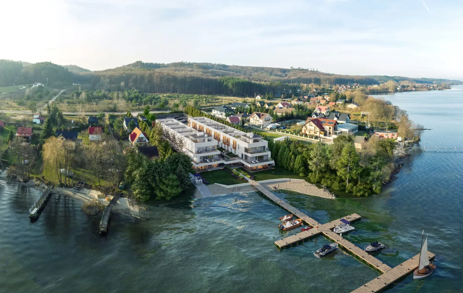 Przystań w Nadolu nad Jeziorem Żarnowieckim - wizualizacja