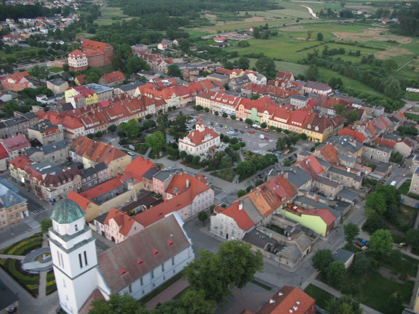 Rynek w Działdowie - widok z lotu ptaka