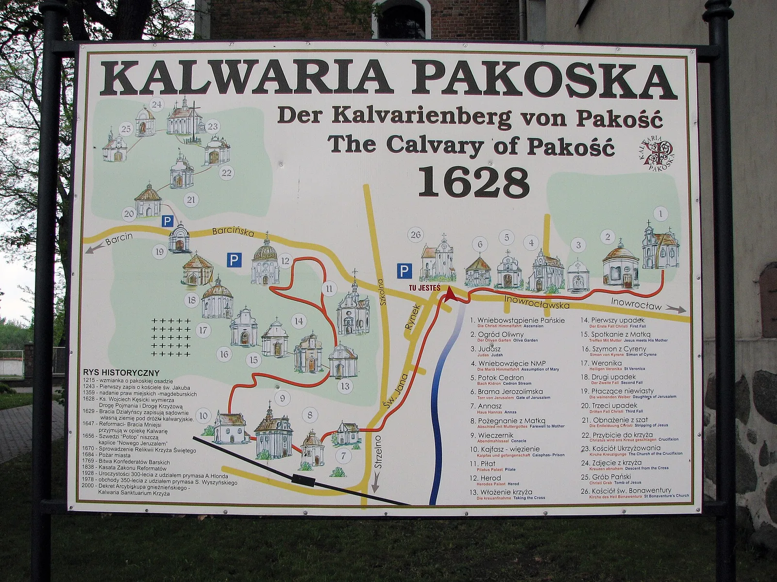 Town Plan of The Calvary of Pakość, Poland.