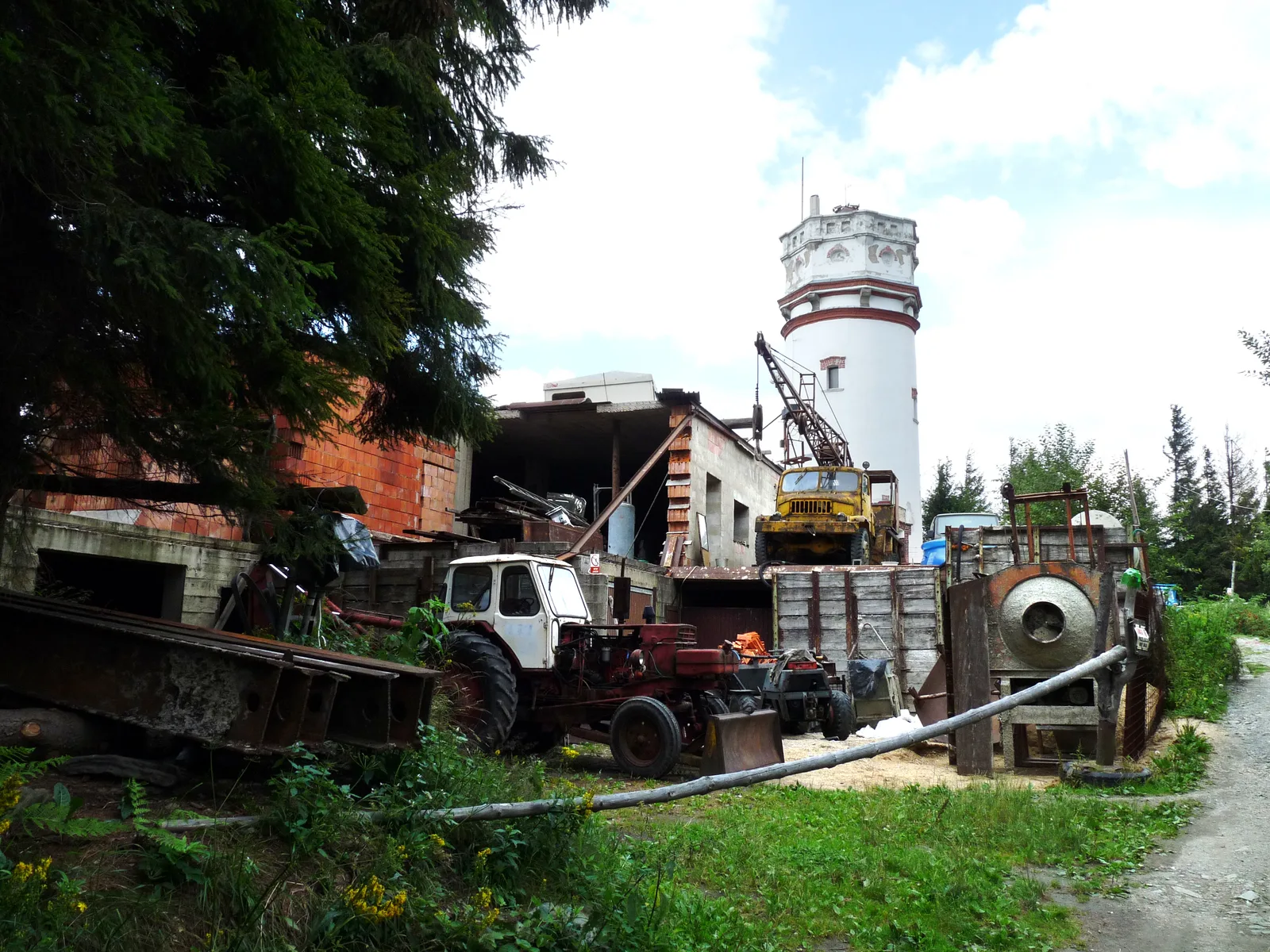 Building site at the observation tower Biskupská kupa near the town of Zlaté Hory , Jeseník District , Olomouc Region , Czech Republic .
