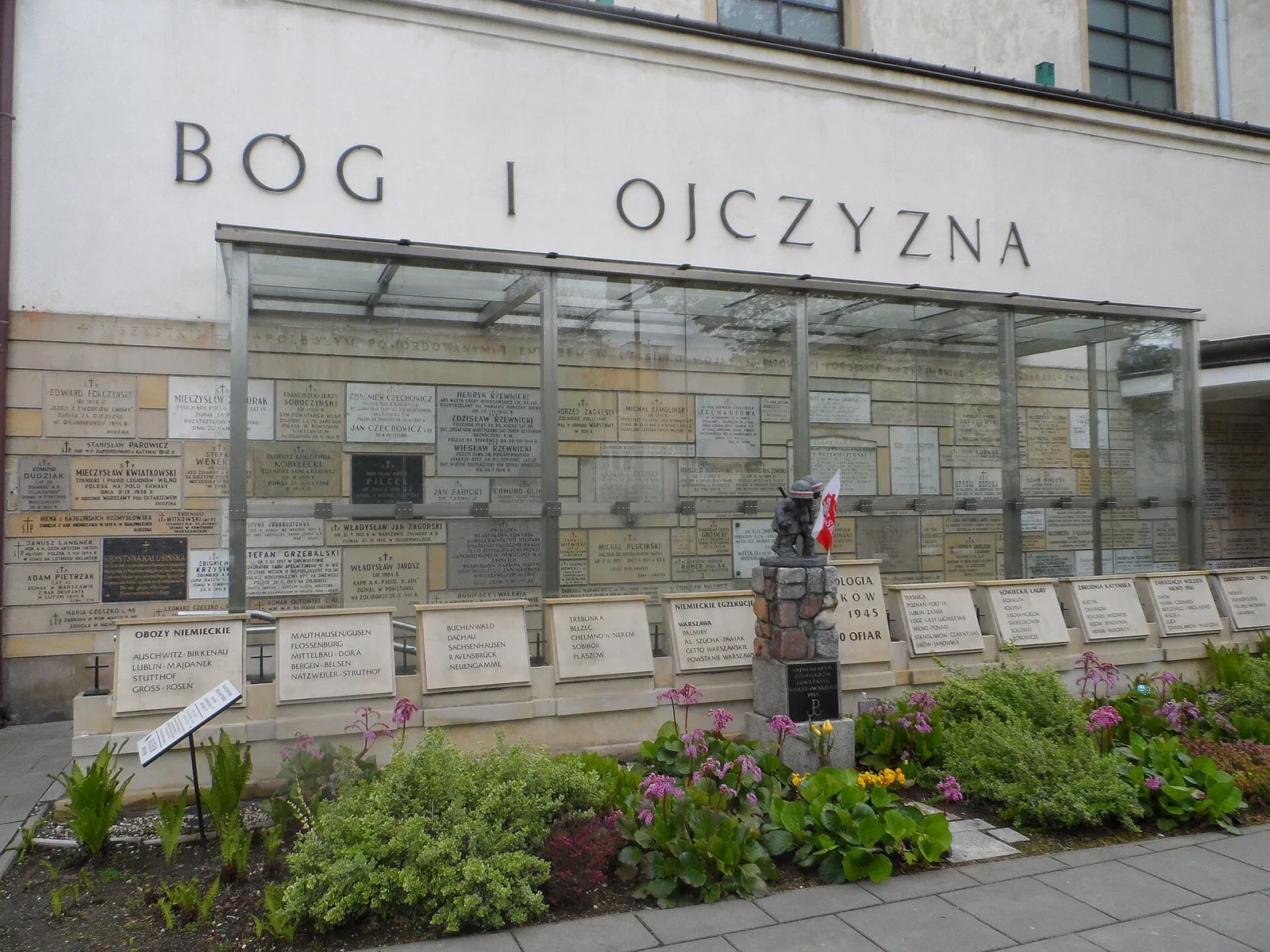 Wall of Remembrance at the wall of the church of St. Stanislaus Kostka in Warsaw.