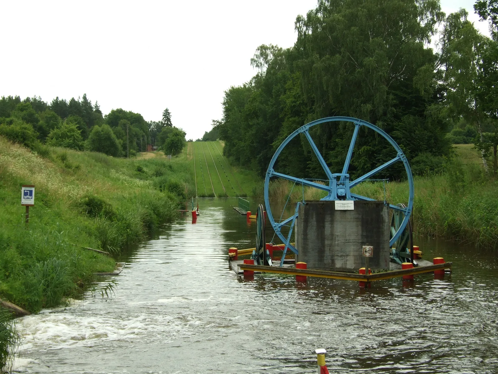 Arrival to Kąty boat lift on Elbląg-Ostróda canal, Poland