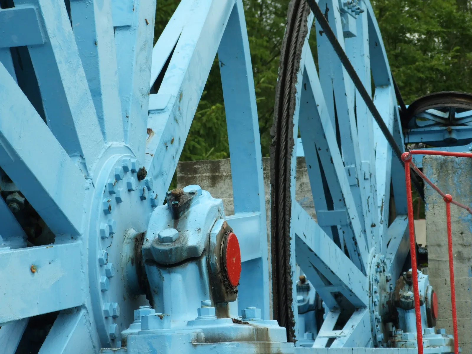 Wheels for rewinding the rope of Kąty boat lift on Elbląg-Ostróda canal, Poland