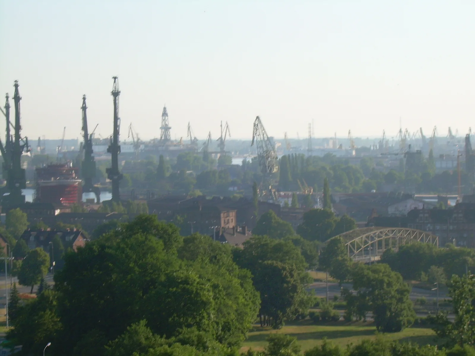 Gdańsk Shipyard and Brama Oliwska (a view from Góra Gradowa in Gdańsk).