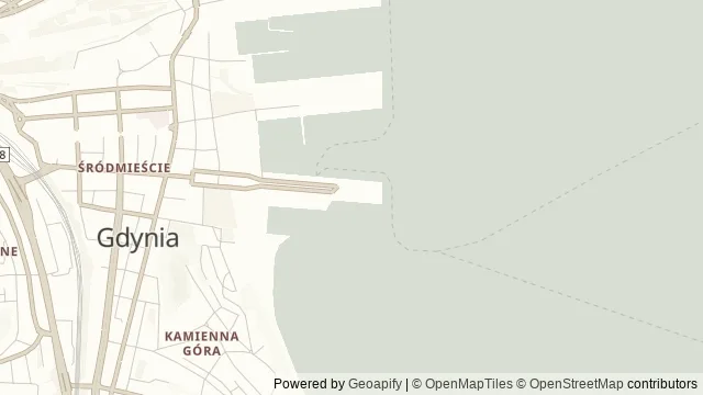 Mapa okolicy: Akwarium Gdyńskie — Gdynia. Podgląd obejmuje około 3,6 km w poziomie.