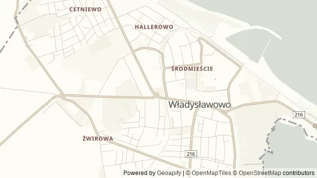 Mapa okolicy: Aleja Gwiazd Sportu we Władysławowie — Władysławowo, Półwysep Helski i Ziemia Pucka. Podgląd obejmuje około 3,6 km w poziomie.