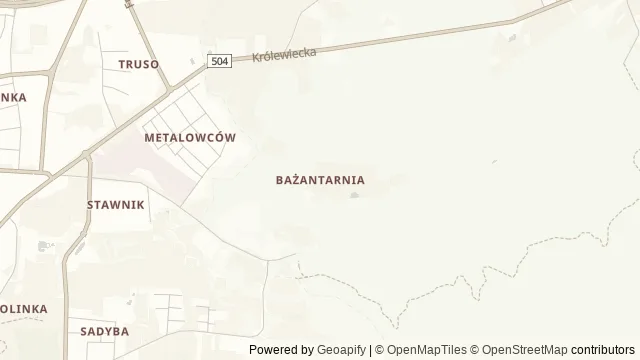 Mapa okolicy: Bażantarnia — Elbląg. Podgląd obejmuje około 3,6 km w poziomie.