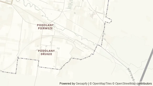 Mapa okolicy: Białowieskie Drezyny Rowerowe — Białowieża, Puszcza Białowieska. Podgląd obejmuje około 3,6 km w poziomie.