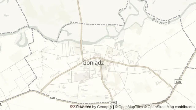 Mapa okolicy: Biebrzańska Izba Regionalna w Goniądzu — Goniądz, Biebrza. Podgląd obejmuje około 3,6 km w poziomie.