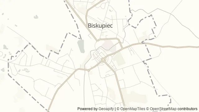 Mapa okolicy: Biskupiec — wieża widokowa i Pomnik Rodła — Biskupiec, Warmia. Podgląd obejmuje około 3,6 km w poziomie.