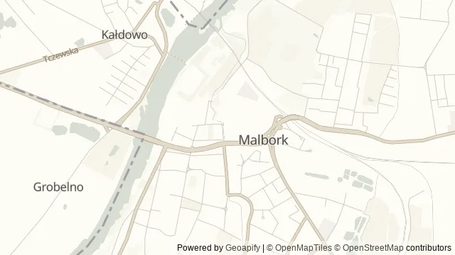 Mapa okolicy: Bulwar nad Nogatem w Malborku — Malbork, Żuławy. Podgląd obejmuje około 3,6 km w poziomie.