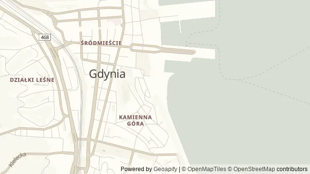 Mapa okolicy: Bulwar Nadmorski w Gdyni — Gdynia. Podgląd obejmuje około 3,6 km w poziomie.