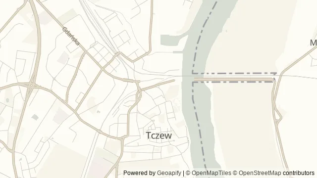 Mapa okolicy: Bulwar Nadwiślański w Tczewie — Tczew, Dolna Wisła i Powiśle. Podgląd obejmuje około 3,6 km w poziomie.