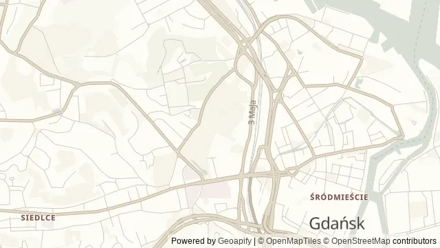 Mapa okolicy: Centrum Hewelianum i Góra Gradowa — Gdańsk. Podgląd obejmuje około 3,6 km w poziomie.