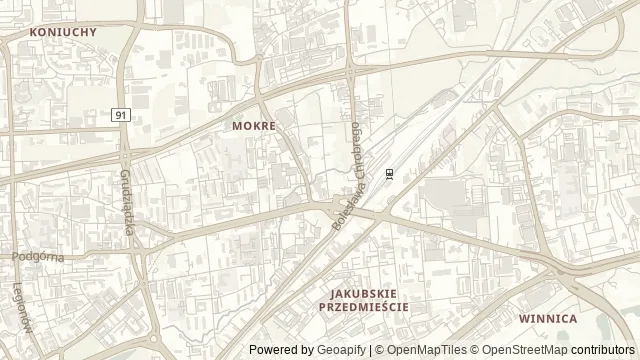 Mapa okolicy: Centrum Nowoczesności Młyn Wiedzy — Toruń. Podgląd obejmuje około 3,6 km w poziomie.