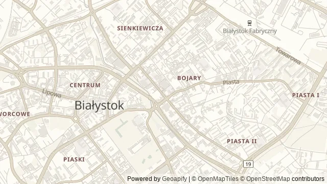 Mapa okolicy: Centrum im. Ludwika Zamenhofa (Białostocki Ośrodek Kultury) — Białystok. Podgląd obejmuje około 3,6 km w poziomie.