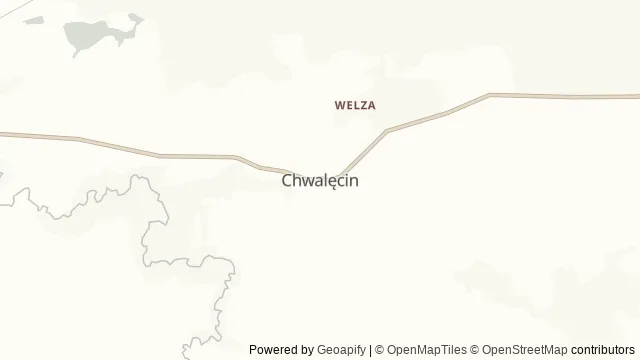 Mapa okolicy: Chwalęcin — sanktuarium Czarnego Krucyfiksu — Chwalęcin, Warmia. Podgląd obejmuje około 3,6 km w poziomie.
