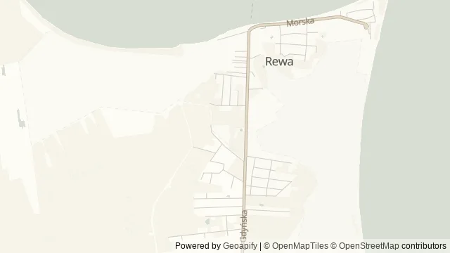 Mapa okolicy: Cypel Rewski — Rewa, Półwysep Helski i Ziemia Pucka. Podgląd obejmuje około 3,6 km w poziomie.