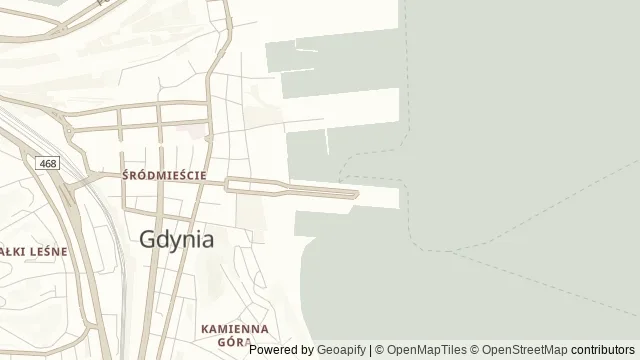 Mapa okolicy: Dar Pomorza — Gdynia. Podgląd obejmuje około 3,6 km w poziomie.