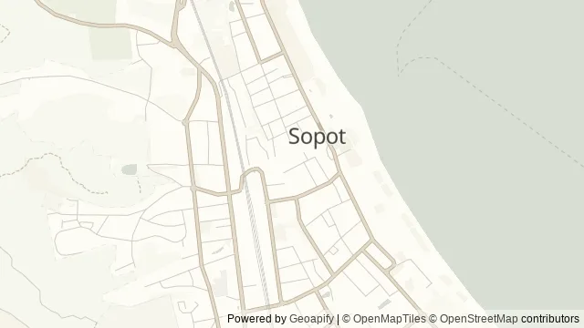 Mapa okolicy: Deptak Bohaterów Monte Cassino — Sopot. Podgląd obejmuje około 3,6 km w poziomie.