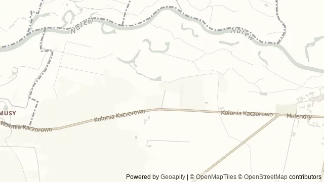 Mapa okolicy: Dwór Pentowo — VII Europejska Wieś Bociania — Tykocin, Biebrza. Podgląd obejmuje około 3,6 km w poziomie.