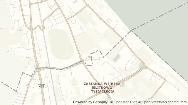 Mapa okolicy: Ergo Arena — Sopot. Podgląd obejmuje około 3,6 km w poziomie.