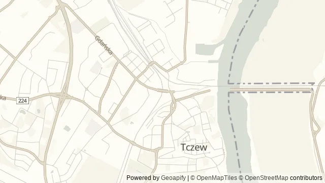 Mapa okolicy: Fabryka Sztuk w Tczewie — Tczew, Dolna Wisła i Powiśle. Podgląd obejmuje około 3,6 km w poziomie.