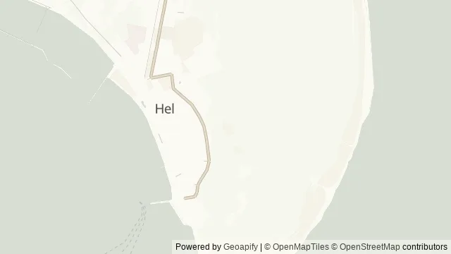 Mapa okolicy: Fokarium Stacji Morskiej w Helu — Hel, Półwysep Helski i Ziemia Pucka. Podgląd obejmuje około 3,6 km w poziomie.