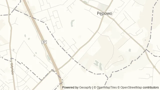 Mapa okolicy: Galeria Pępowo – Muzeum Volkswagena — Pępowo (gm. Żukowo), Kaszuby. Podgląd obejmuje około 3,6 km w poziomie.