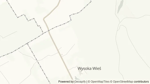 Mapa okolicy: Góra Dylewska — Wysoka Wieś, Pojezierze Iławskie. Podgląd obejmuje około 3,6 km w poziomie.
