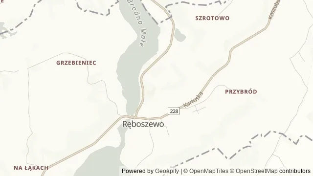 Mapa okolicy: Góra Sobótka z wiatrakiem koźlakiem — Ręboszewo, gm. Kartuzy, Kaszuby. Podgląd obejmuje około 3,6 km w poziomie.