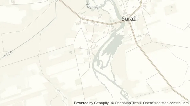 Mapa okolicy: Grodzisko, st. 1 — Góra Zamkowa w Surażu — Suraż, Białystok. Podgląd obejmuje około 3,6 km w poziomie.