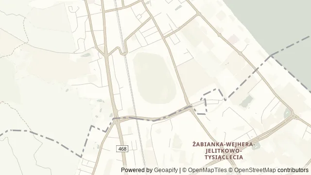 Mapa okolicy: Hipodrom Sopot — Sopot. Podgląd obejmuje około 3,6 km w poziomie.