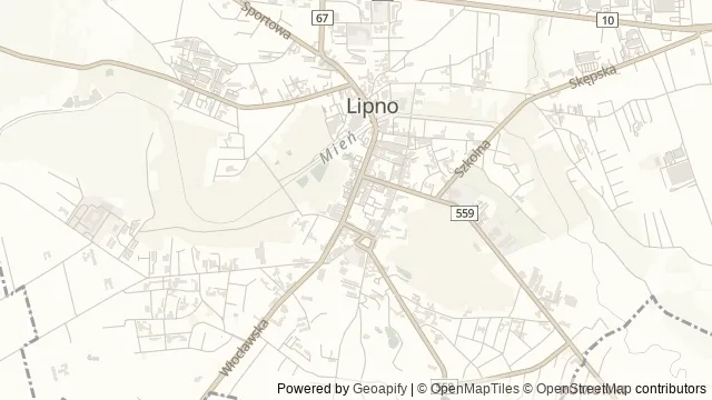 Mapa okolicy: Izba Pamięci Poli Negri — Lipno, Kujawy i Pałuki. Podgląd obejmuje około 3,6 km w poziomie.