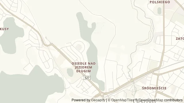 Mapa okolicy: Jezioro Długie w Olsztynie — Olsztyn. Podgląd obejmuje około 3,6 km w poziomie.