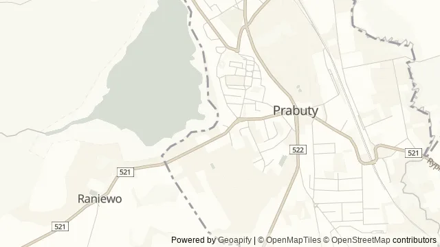 Mapa okolicy: Jezioro Liwieniec w Prabutach — Prabuty, Dolna Wisła i Powiśle. Podgląd obejmuje około 3,6 km w poziomie.