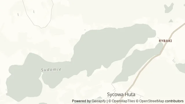Mapa okolicy: Jezioro Sudomie — Sudomie, Kaszuby. Podgląd obejmuje około 3,6 km w poziomie.