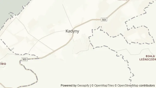 Mapa okolicy: Rezerwat Kadyński Las i Dąb Bażyńskiego — Kadyny, Elbląg. Podgląd obejmuje około 3,6 km w poziomie.