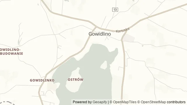 Mapa okolicy: Kąpielisko gminne w Gowidlinie — Gowidlino, Kaszuby. Podgląd obejmuje około 3,6 km w poziomie.