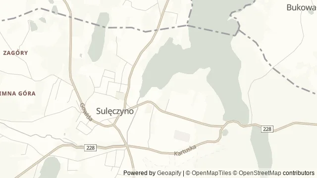 Mapa okolicy: Gminne kąpielisko nad Jeziorem Węgorzyno w Sulęczynie — Sulęczyno, Kaszuby. Podgląd obejmuje około 3,6 km w poziomie.