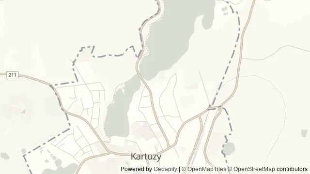 Mapa okolicy: Kąpielisko i promenada nad Jeziorem Klasztornym Dużym — Kartuzy, Kaszuby. Podgląd obejmuje około 3,6 km w poziomie.