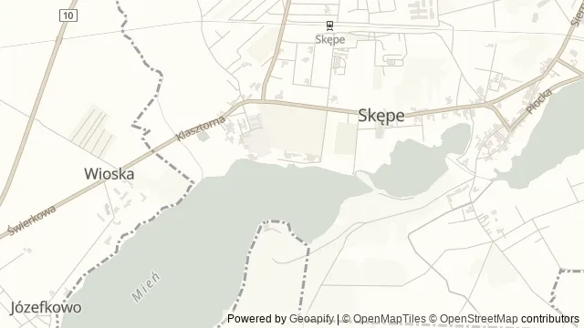 Mapa okolicy: Kąpielisko miejskie w Skępem przy ulicy Plażowej — Skępe, Kujawy i Pałuki. Podgląd obejmuje około 3,6 km w poziomie.
