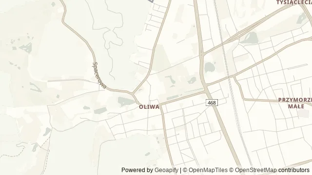 Mapa okolicy: Katedra Oliwska — Gdańsk. Podgląd obejmuje około 3,6 km w poziomie.