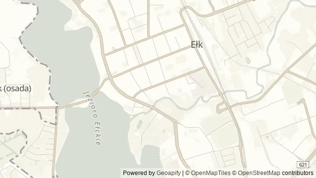 Mapa okolicy: Katedra św. Wojciecha w Ełku — Ełk, Mazury. Podgląd obejmuje około 3,6 km w poziomie.