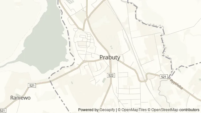 Mapa okolicy: Katedra w Prabutach — Prabuty, Dolna Wisła i Powiśle. Podgląd obejmuje około 3,6 km w poziomie.