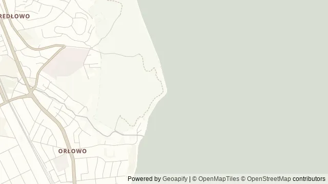 Mapa okolicy: Klif Orłowski — Gdynia. Podgląd obejmuje około 3,6 km w poziomie.