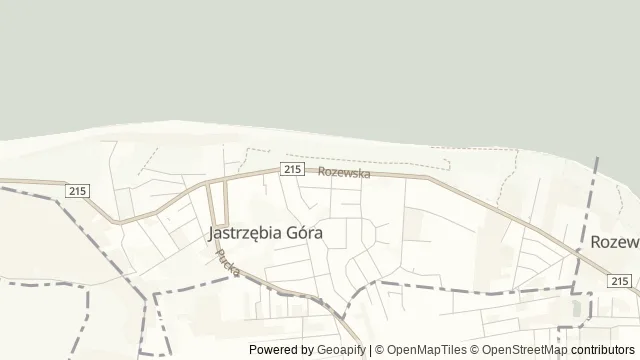Mapa okolicy: Klif w Jastrzębiej Górze — Jastrzębia Góra, Półwysep Helski i Ziemia Pucka. Podgląd obejmuje około 3,6 km w poziomie.