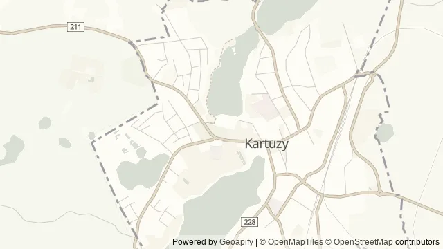Mapa okolicy: Kolegiata Wniebowzięcia NMP w Kartuzach — Kartuzy, Kaszuby. Podgląd obejmuje około 3,6 km w poziomie.