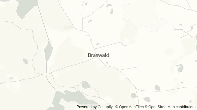 Mapa okolicy: Kościół w Brąswałdzie — Brąswałd, Olsztyn. Podgląd obejmuje około 3,6 km w poziomie.